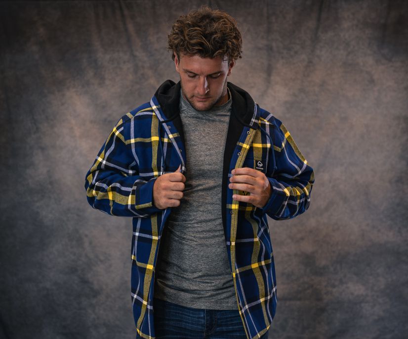 wolverine x de la universidad de michigan bucksaw camisa de franela con capucha-jac