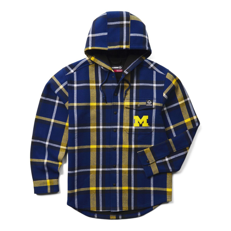 wolverine x de la universidad de michigan bucksaw camisa de franela con capucha-jac big amp tall