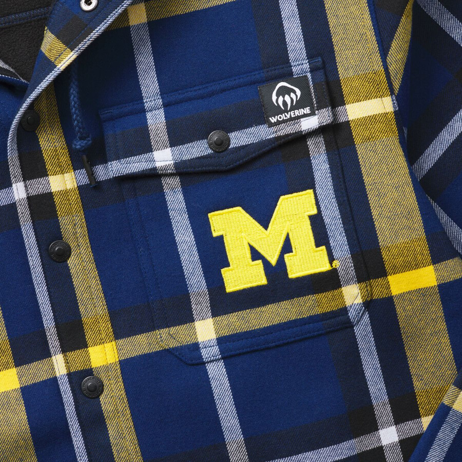 wolverine x de la universidad de michigan bucksaw camisa de franela con capucha-jac big amp tall