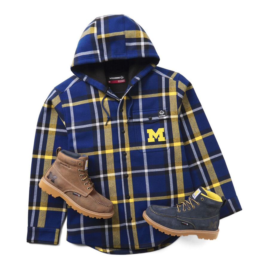 wolverine x de la universidad de michigan bucksaw camisa de franela con capucha-jac big amp tall