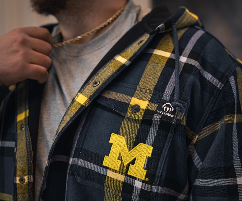 wolverine x de la universidad de michigan bucksaw camisa de franela con capucha-jac big amp tall