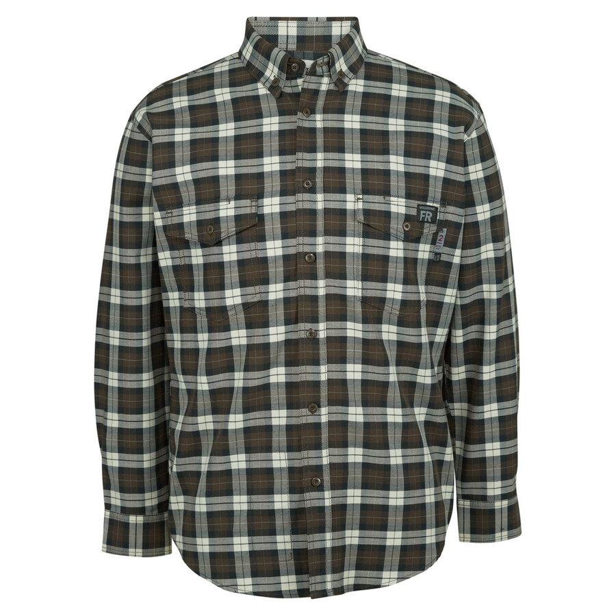 fr a cuadros de manga larga de la camisa de sarga