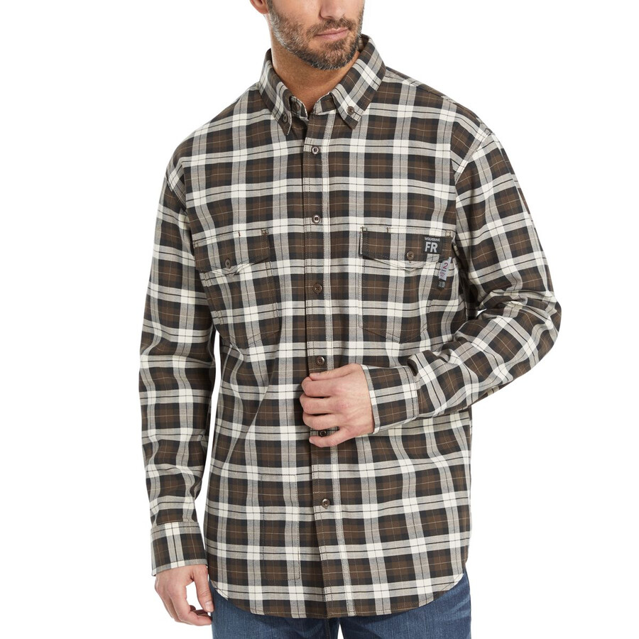 fr a cuadros de manga larga de la camisa de sarga